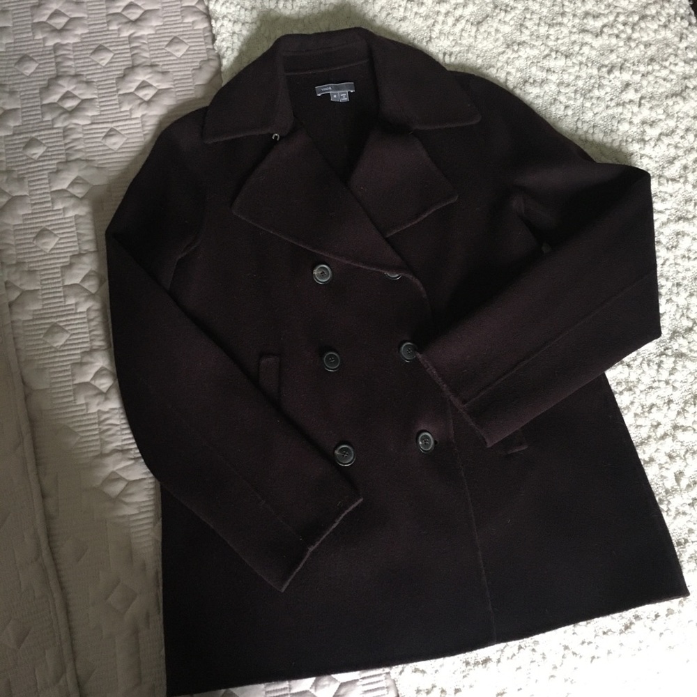 NEW Vince Eggplant Wool Peacoat M